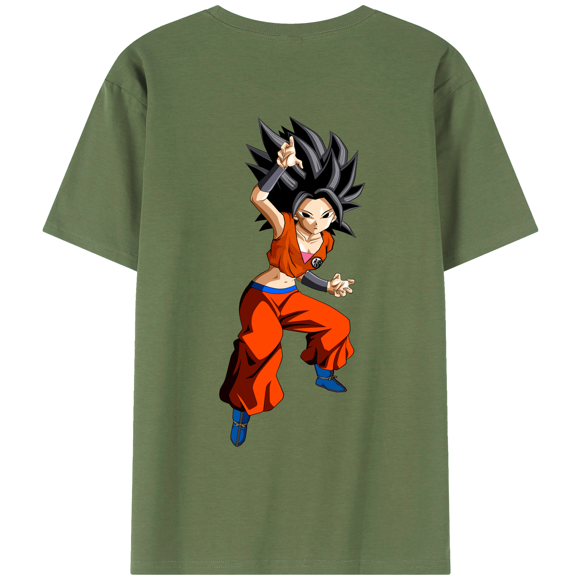 （画像用） ドラゴンボール カリフラ DRAGON BALL Caulifla 綿100％ メンズ半袖Tシャツ（バックプリント） 通気性